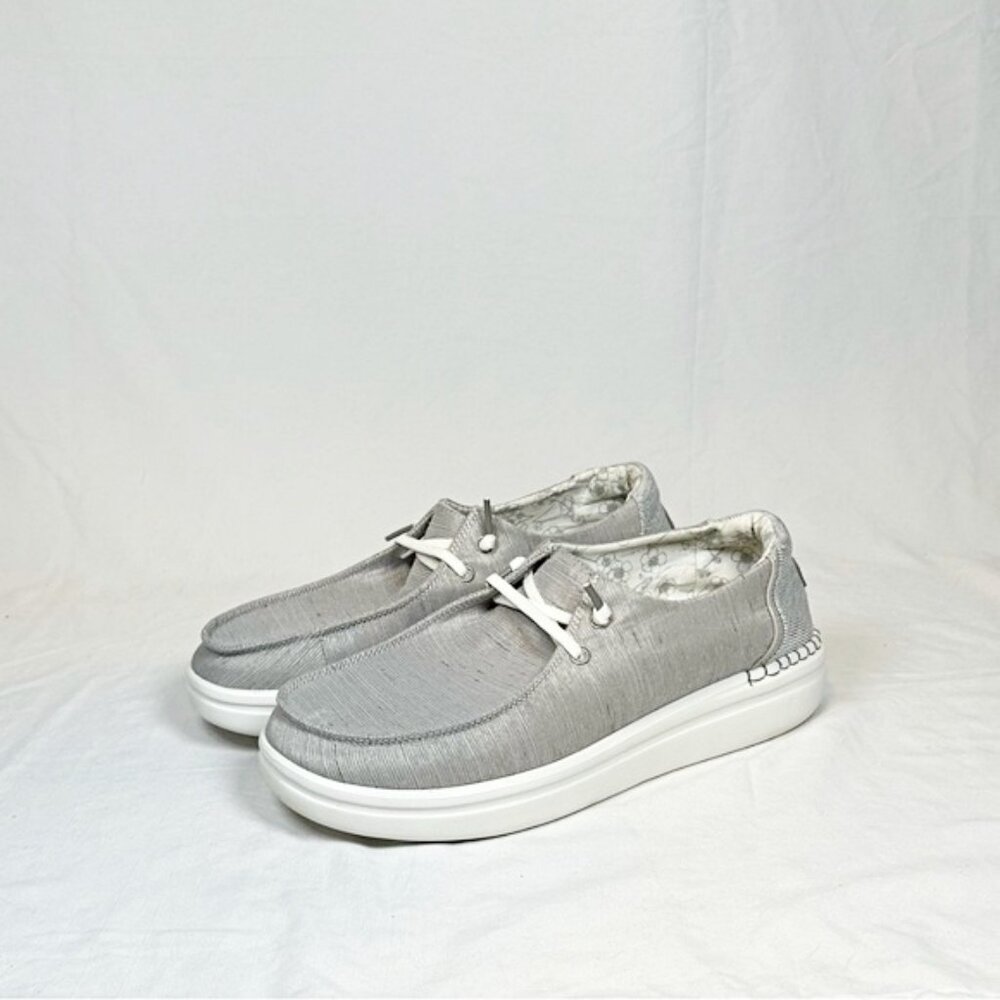Hey Dude Womens Wendy Rise Lunar Rock Grey Canvas Loafers~12~